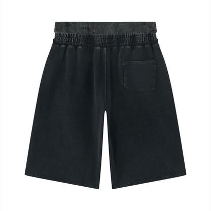 Unisex Vintage Wash Distressed Wide Leg Shorts
