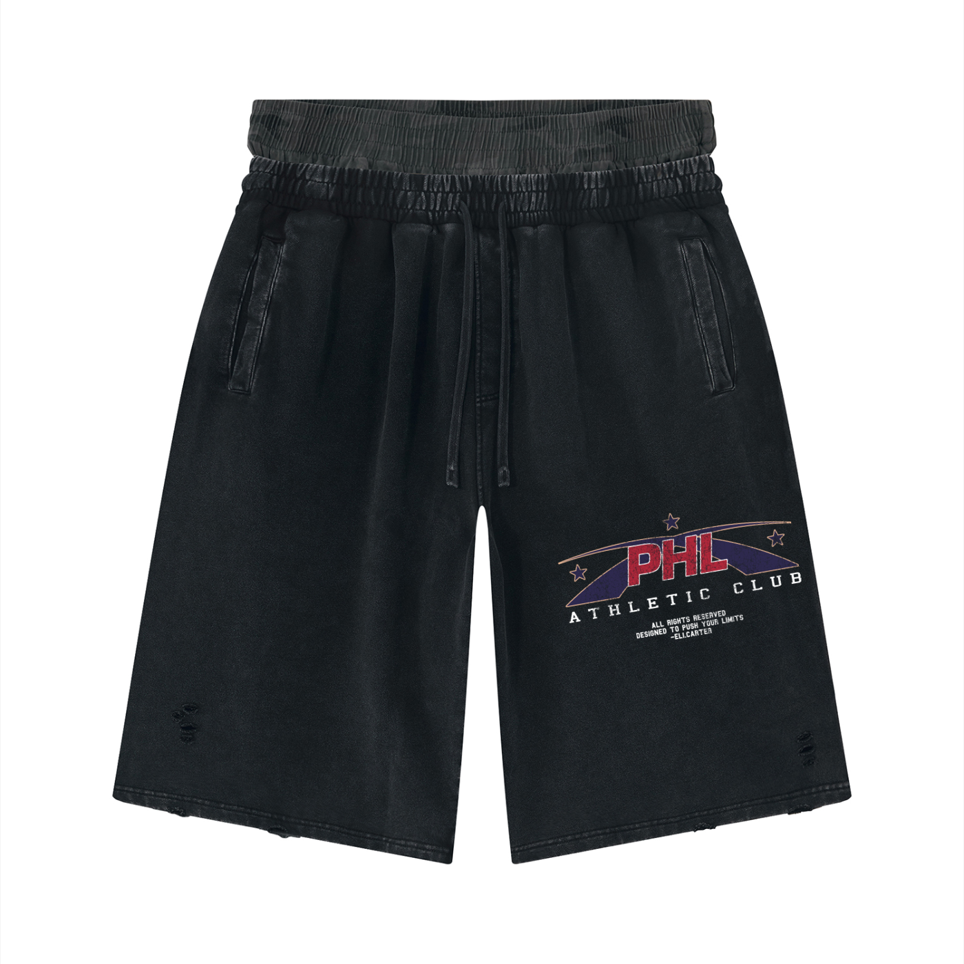 Unisex Vintage Wash Distressed Wide Leg Shorts